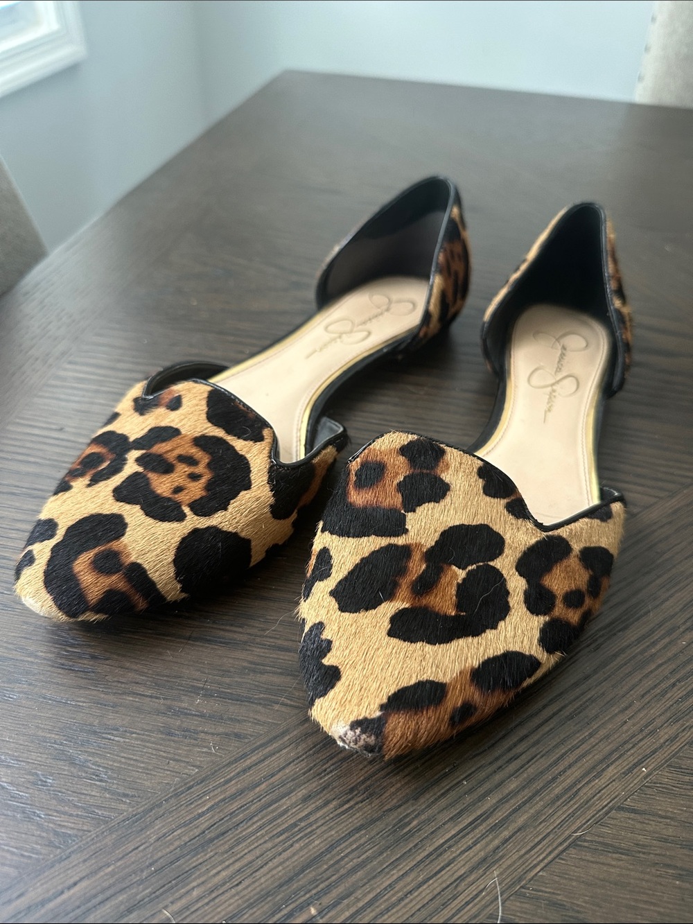 Jessica Simpson Leopard Print D'Orsay Flats - Brown/Black